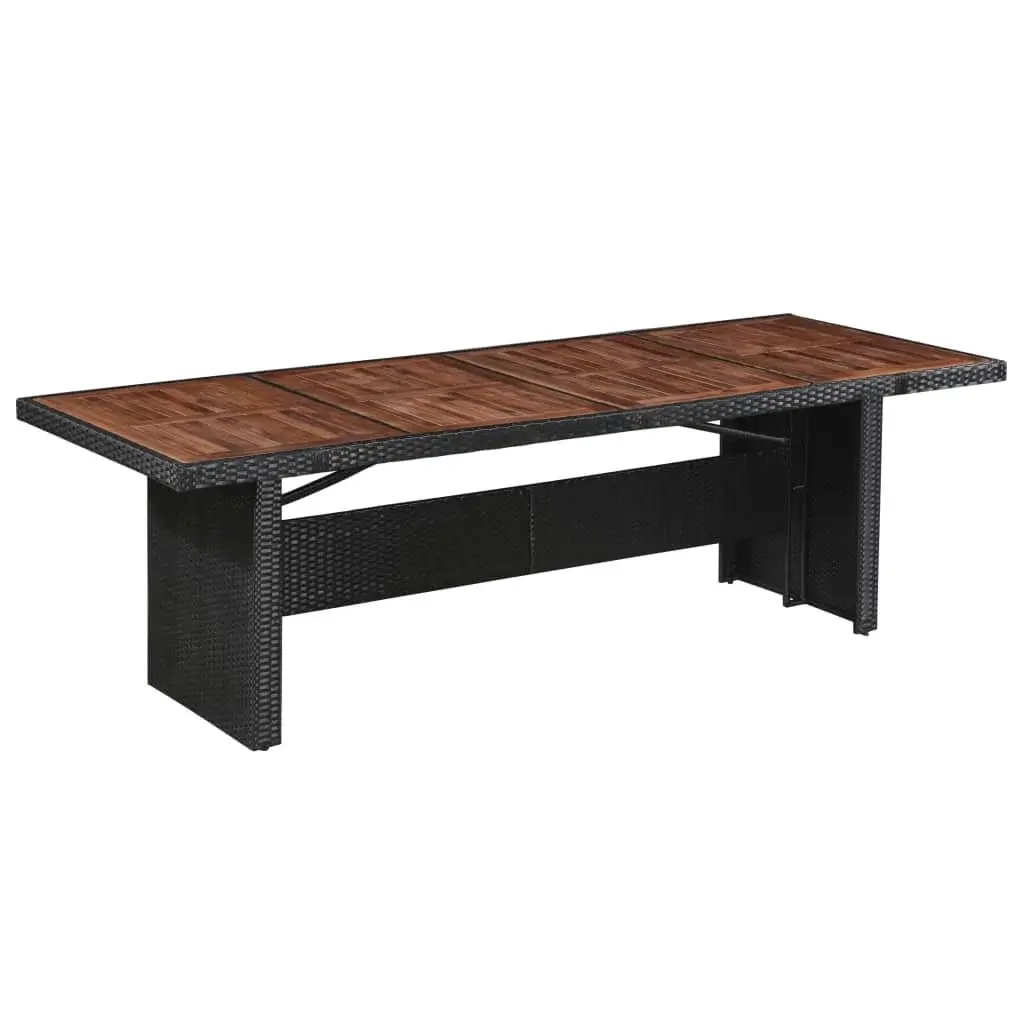 Garden Table 94.5"x35.4"x29.1" Poly Rattan and Solid Acacia Wood