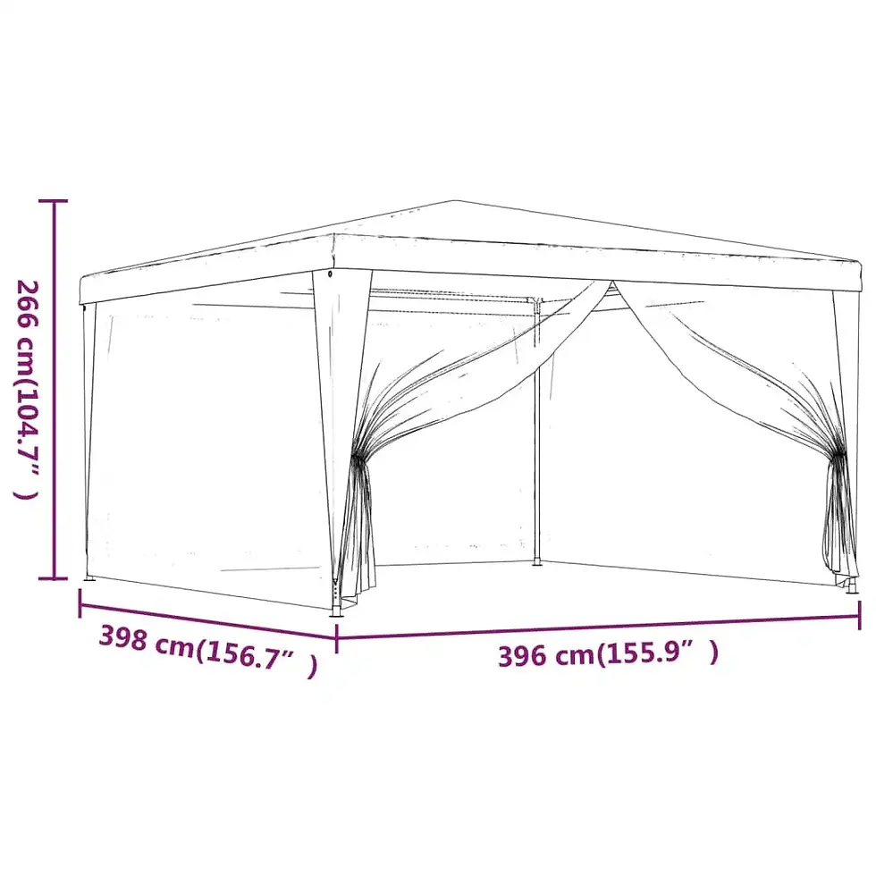 Thumbnail: Party Tent with 4 Mesh Sidewalls Anthracite 13.1'x13.1' HDPE