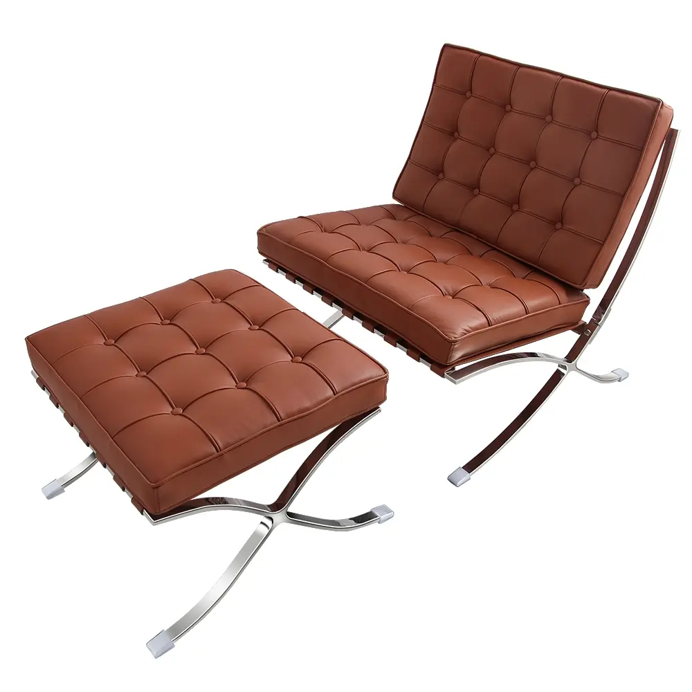 Mid-Century Foldable Lounge Chair with Ottoman