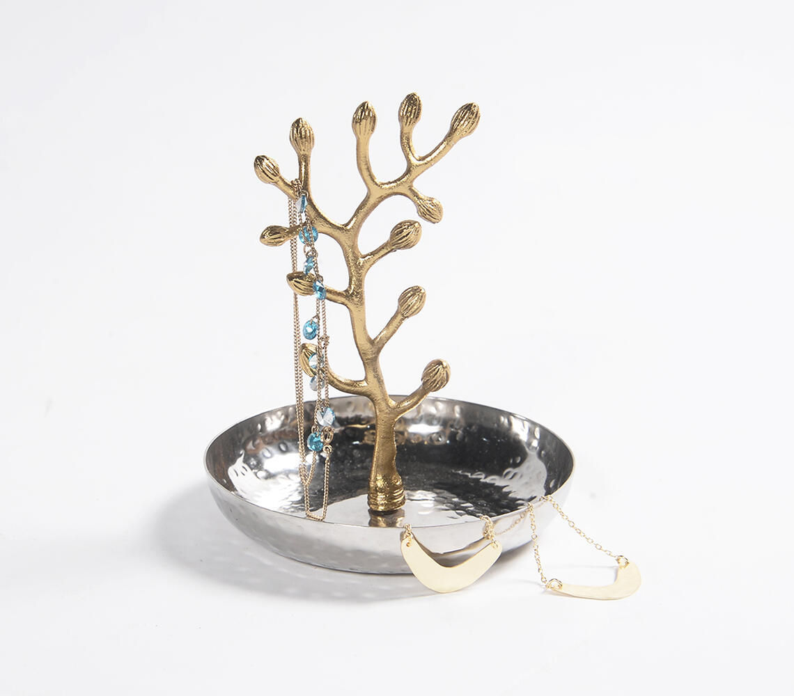 Handcrafted Aluminium Jewelry stand with trinket tray