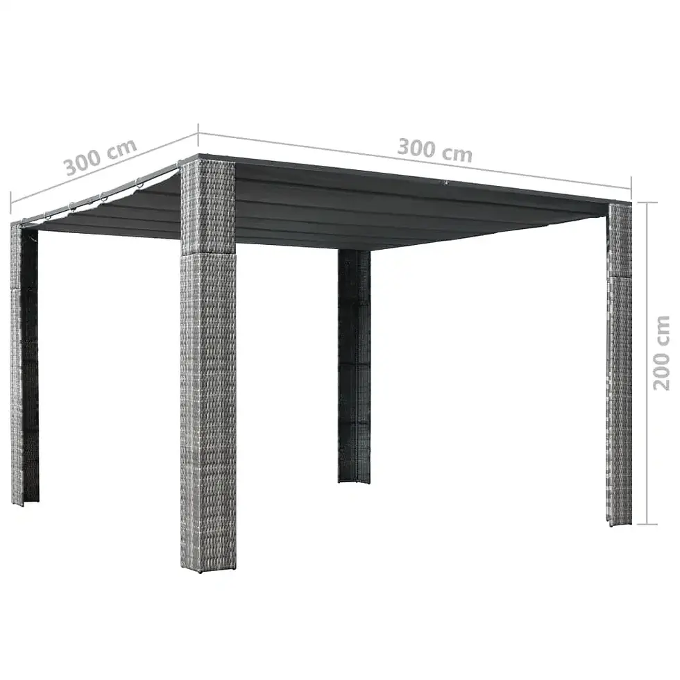 Thumbnail: Gazebo with Roof Poly Rattan 118.1"x118.1"x78.7" Gray and Anthracite