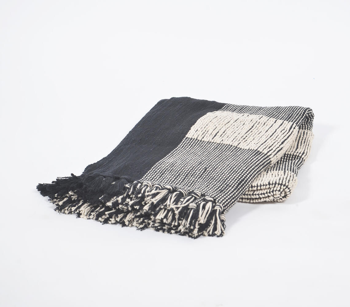 Handcrafted Monochrome Cotton Throw