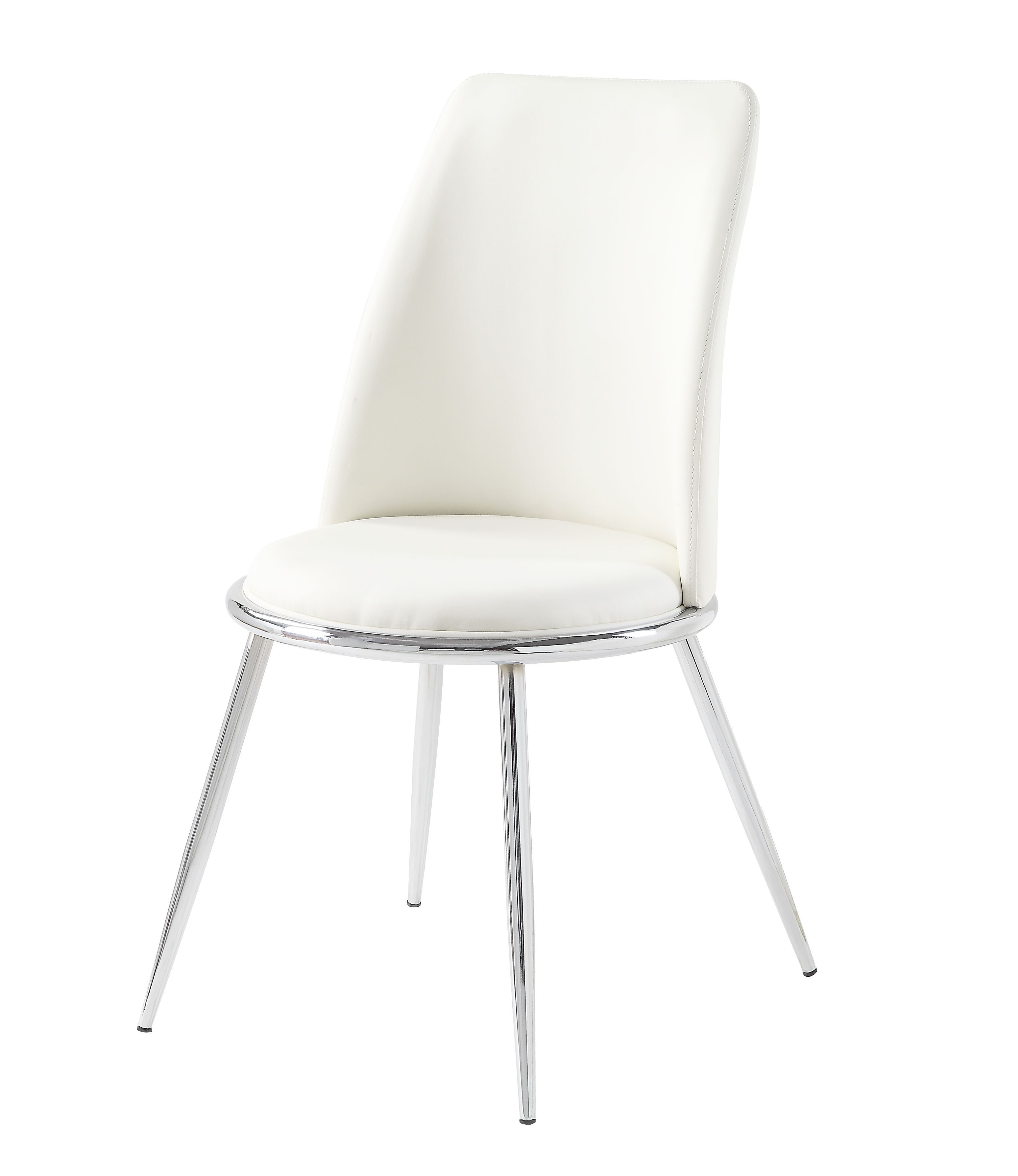 ACME Weizor Side Chair (Set-2), White PU & Chrome