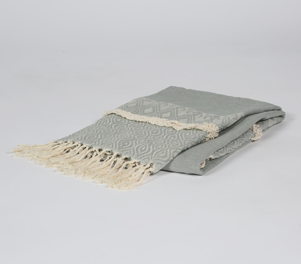 Handwoven Muted Grey Tasseled throw