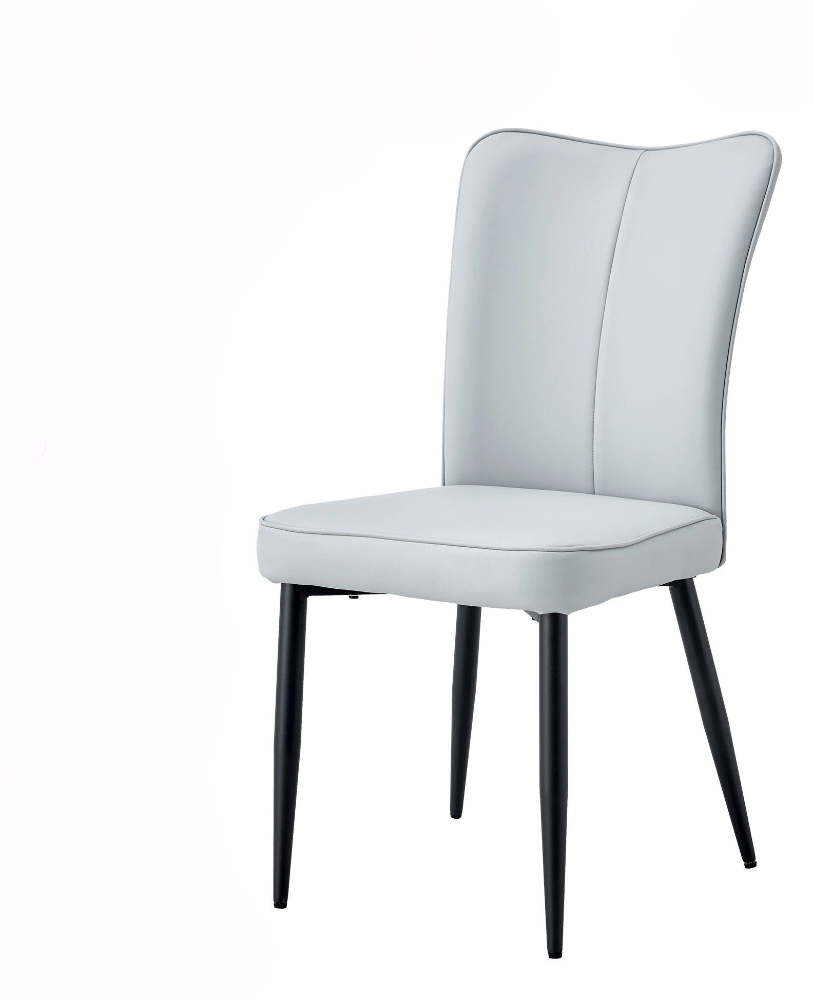 4-Piece Set of Light Gray PU Seats with Black Metal Legs