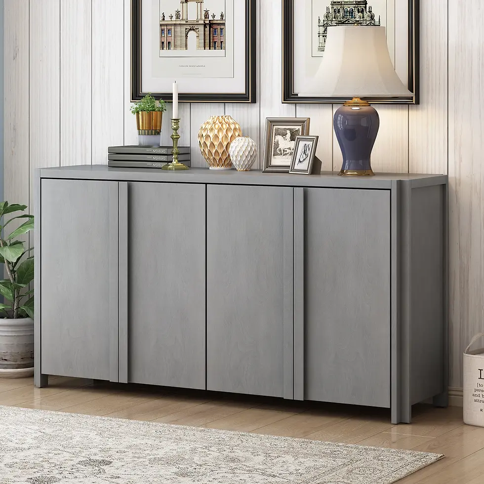 Thumbnail: U_Style Designed Storage Cabinet Sideboard with 4 Doors, Gray