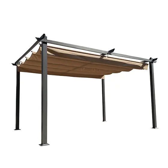 13x10 Ft Outdoor Patio Retractable Pergola With Canopy