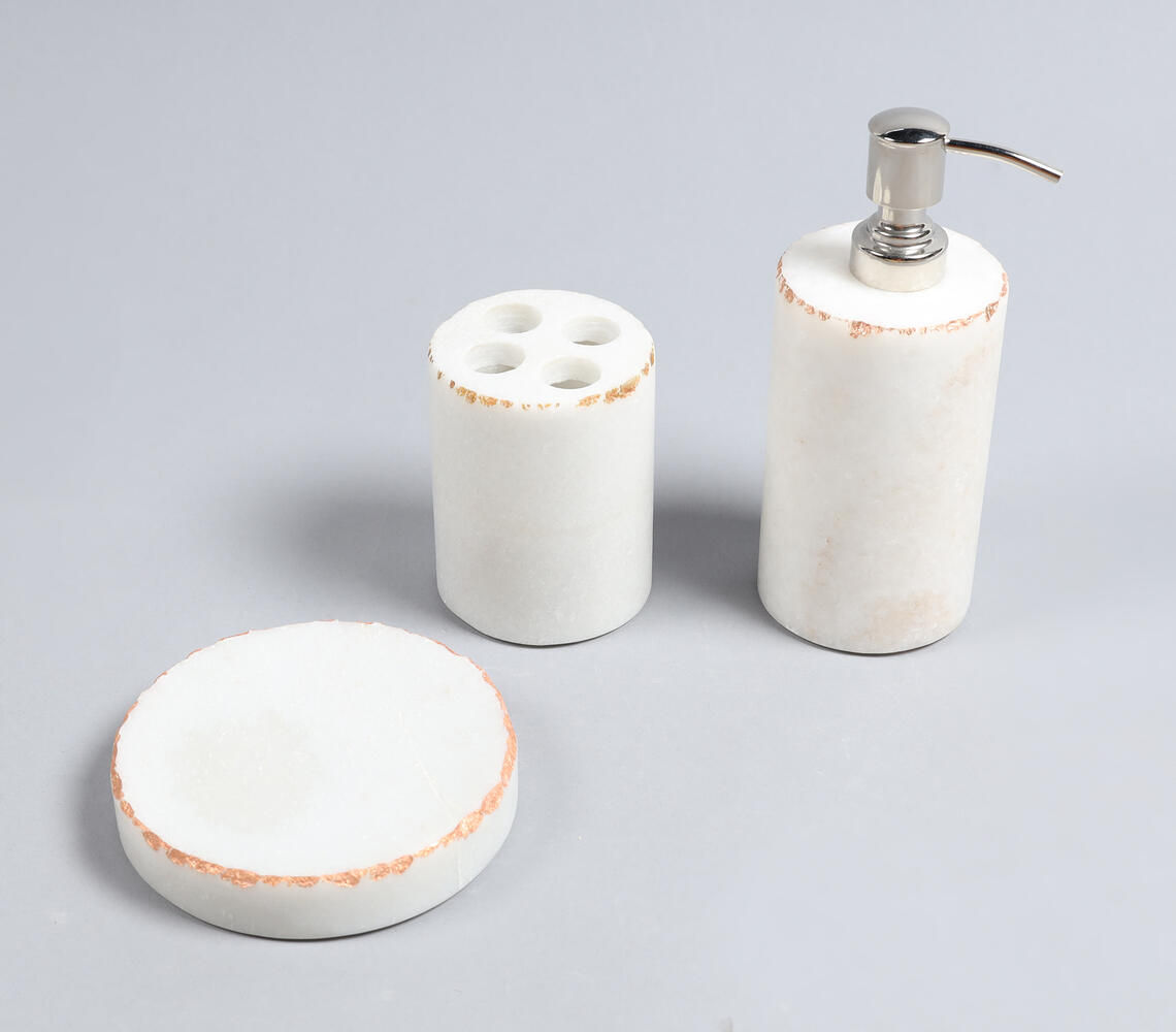 White Marble Classic Bath Accessories Set