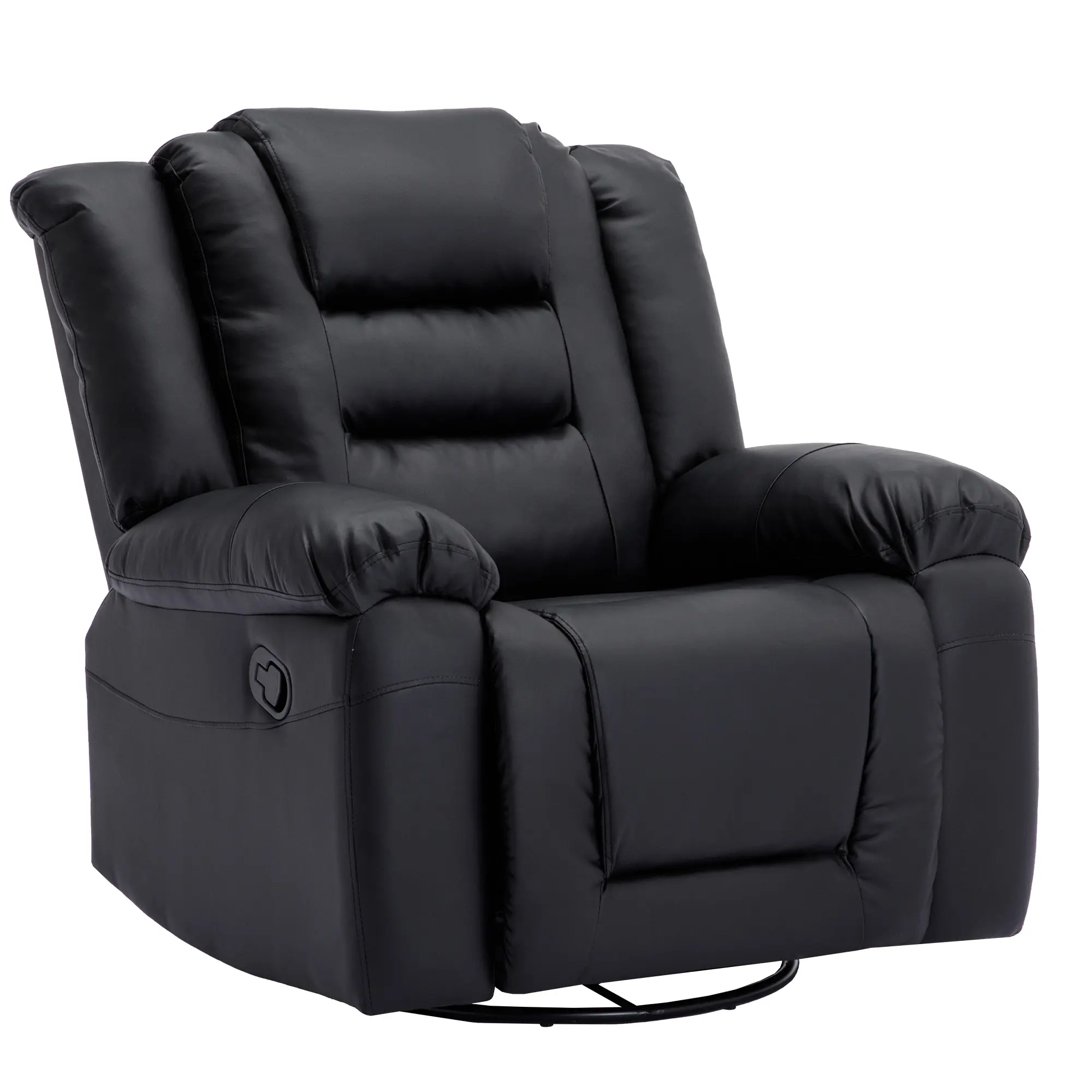 360° Swivel Rocker Recliner, PU Leather, Black