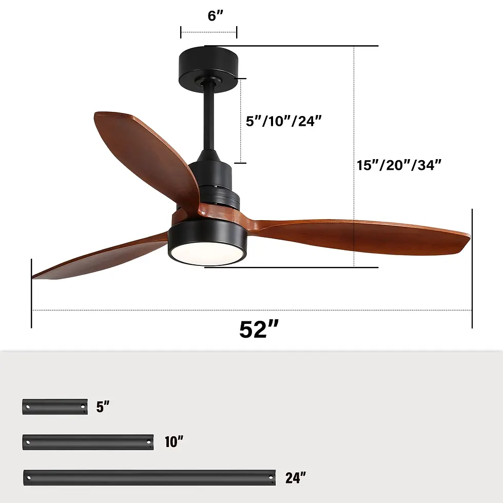 Thumbnail: 52 Inch Wooden Ceiling Fan With 3 Solid Wood Blades Remote Control