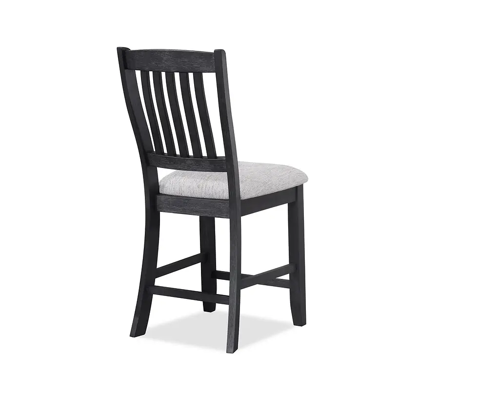 Thumbnail: 2pc Farmhouse Counter Height Upholstered Dining Chair Stools, Gray Finish