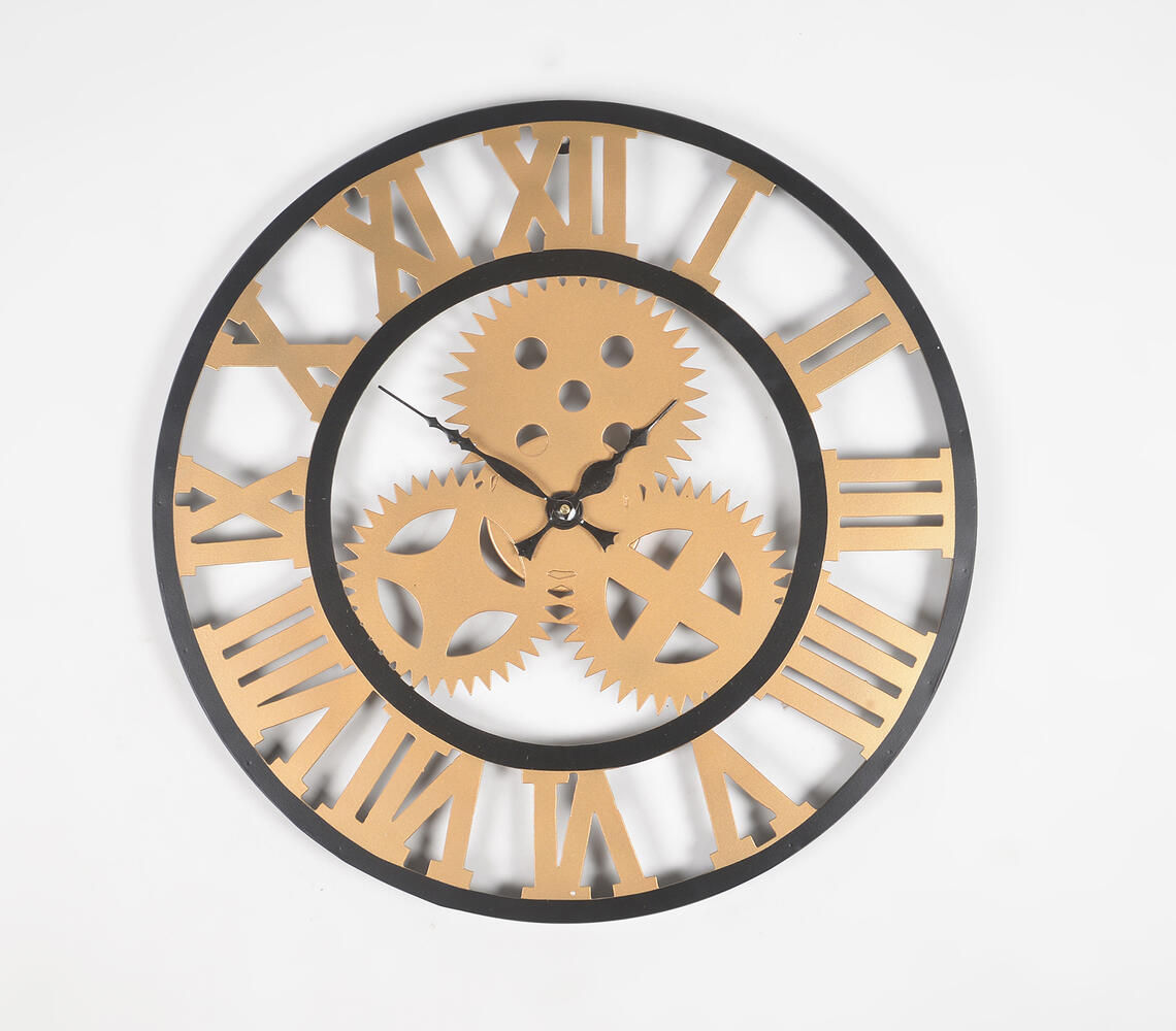 Roman Metal Skeleton Analog Round Wall Clock Q(1)