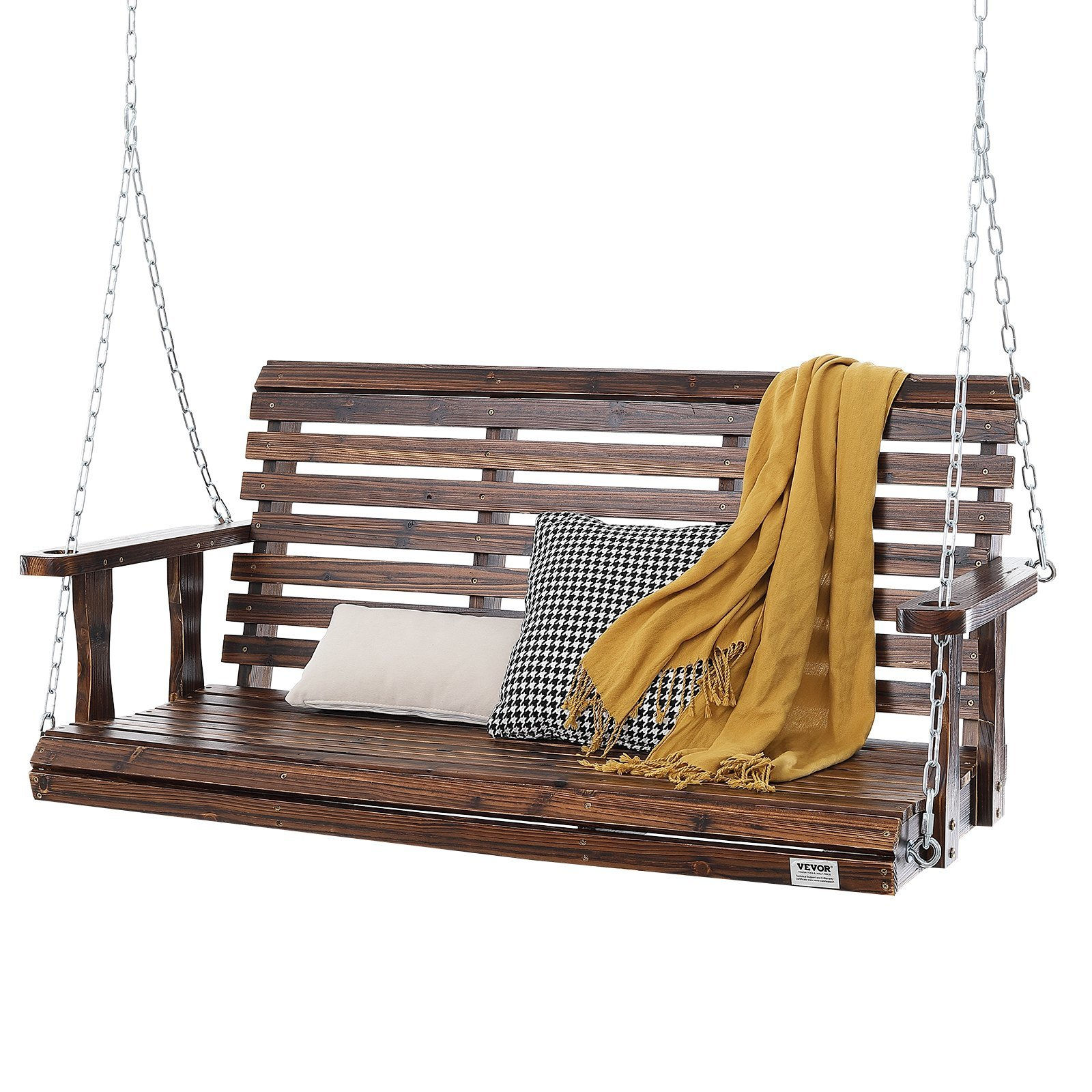 Wooden Porch Swing 4.5 ft, Patio Bench Swing
