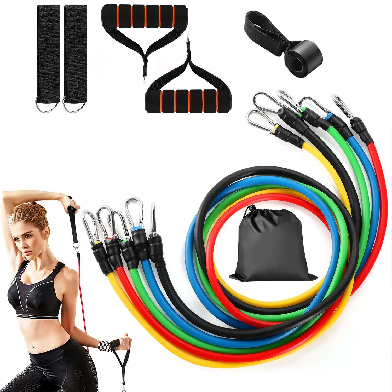 11Pcs Resistance Bands Set Fitness Workout Tubes Exercise Tube Bands