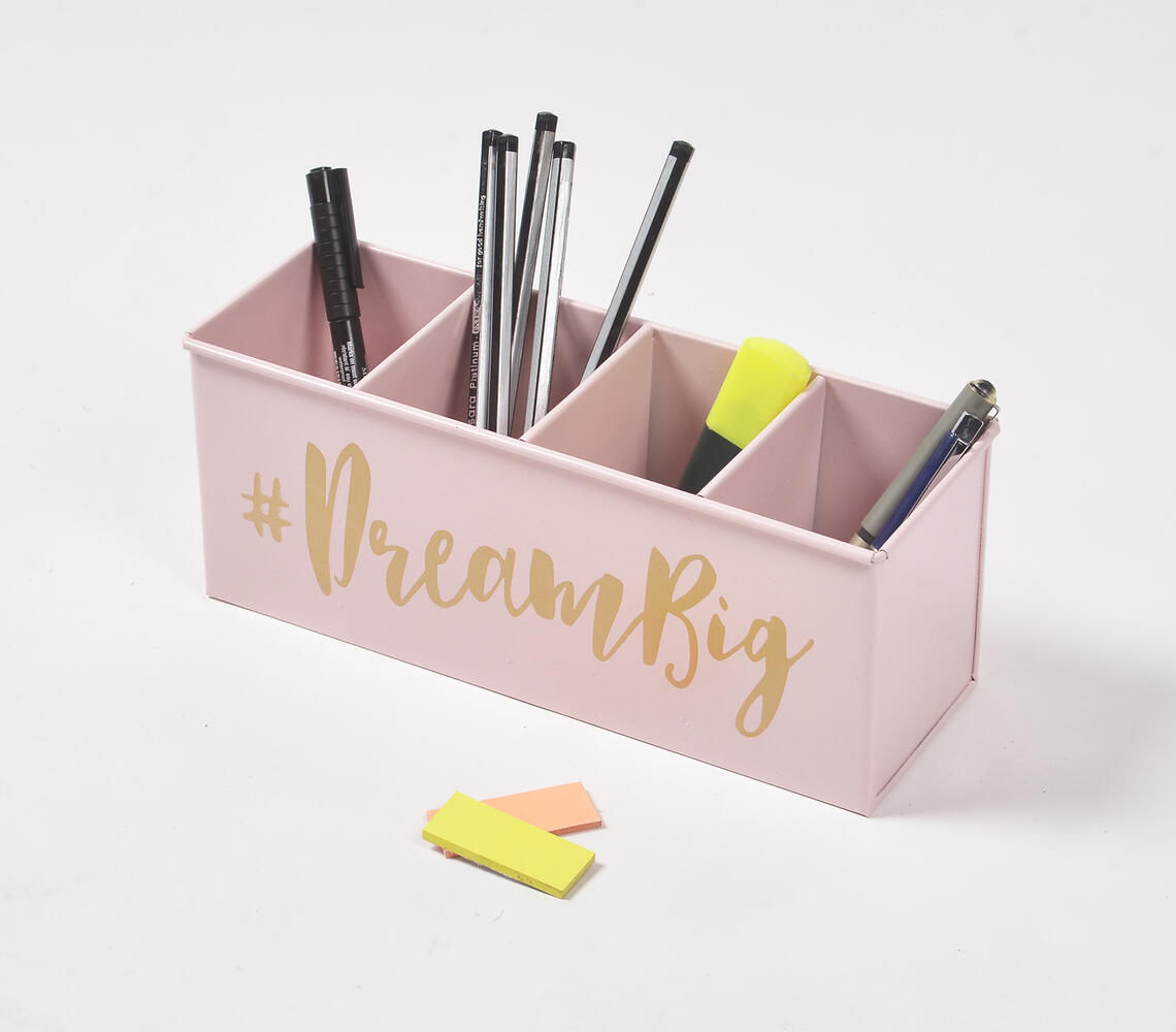 Pastel Pink 'Dream Big' Wooden Pen Holder