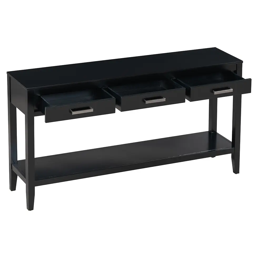 Thumbnail: U_STYLE Contemporary 3-Drawer Console Table with 1 Shelf