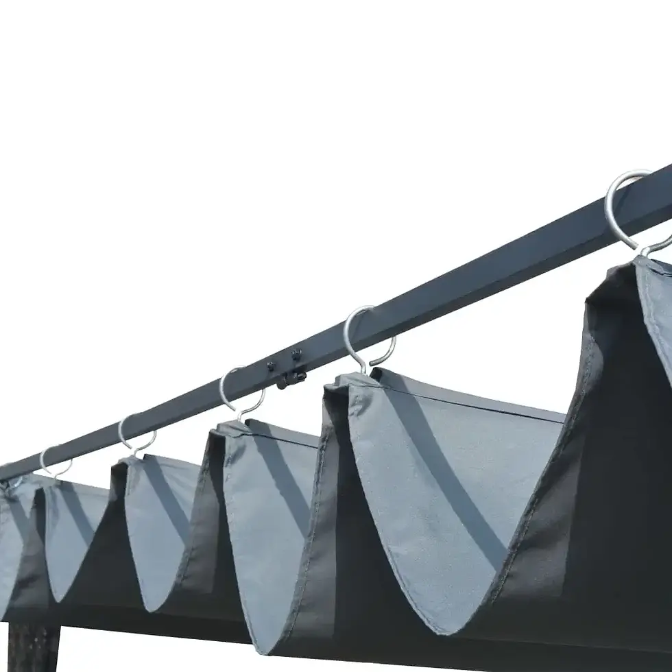 Thumbnail: Gazebo with Sliding Roof Poly Rattan 157.4"x157.4"x78.7" Gray and Anthracite