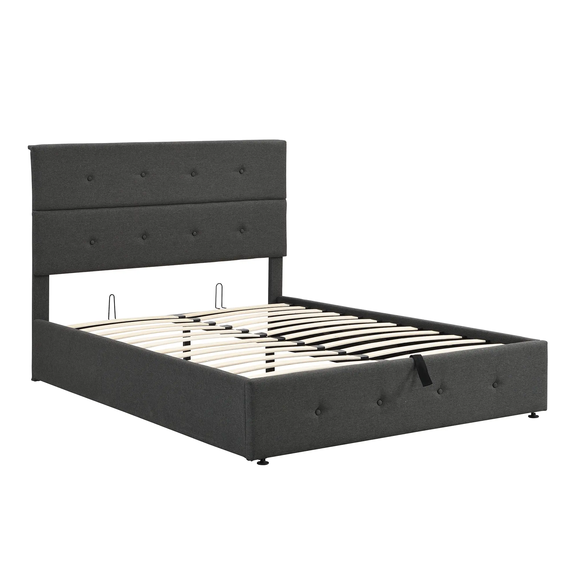 Full Size Upholstered Platform Bed with Underneath Storage ,Gray