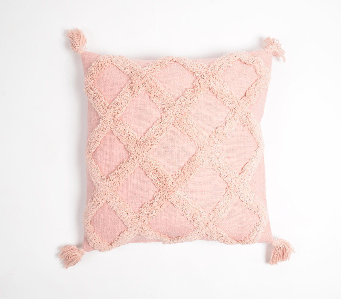 Diamond Net Pink Shaggy Cushion Cover