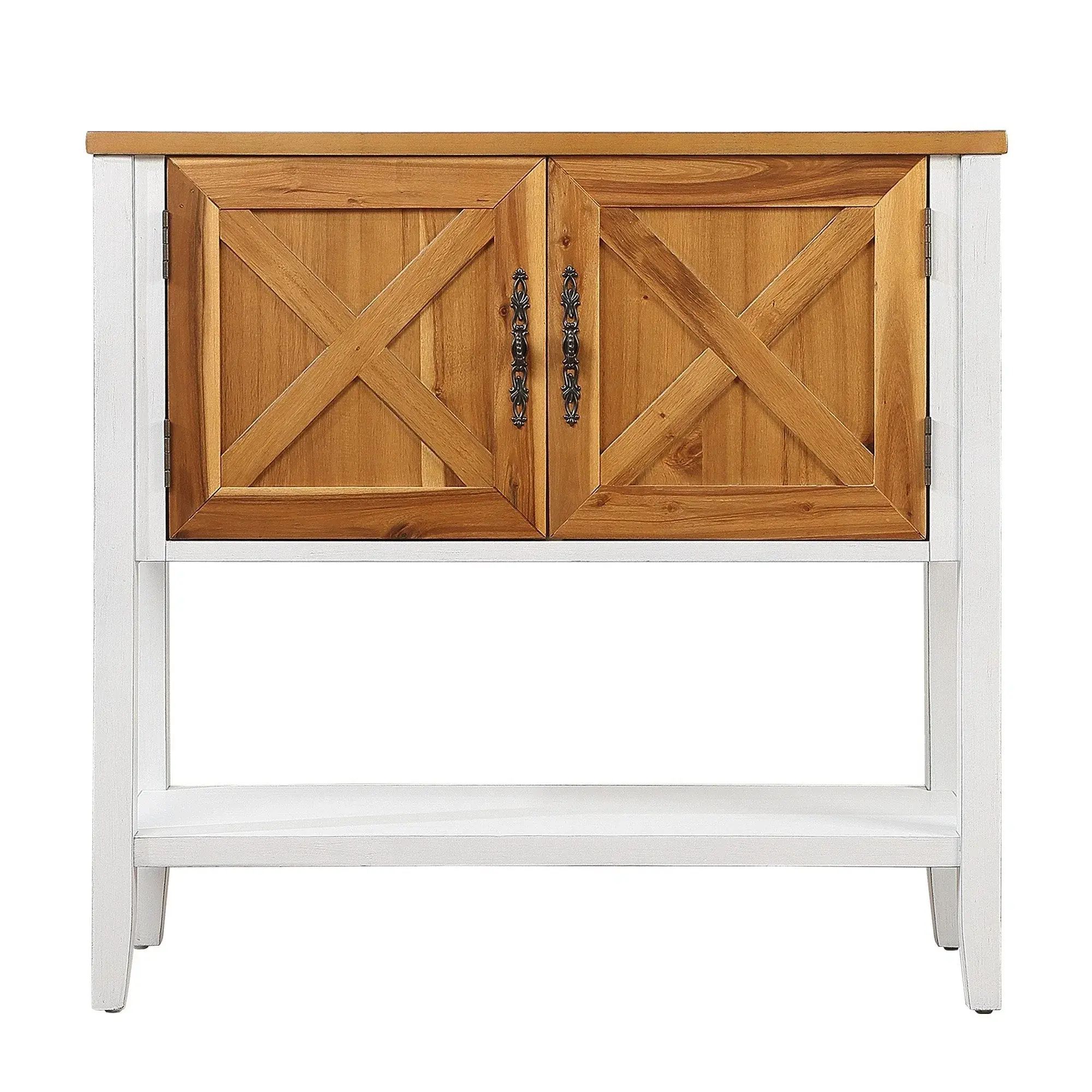 35''Farmhouse Wood Buffet Sideboard Console Table with Bottom Shelf