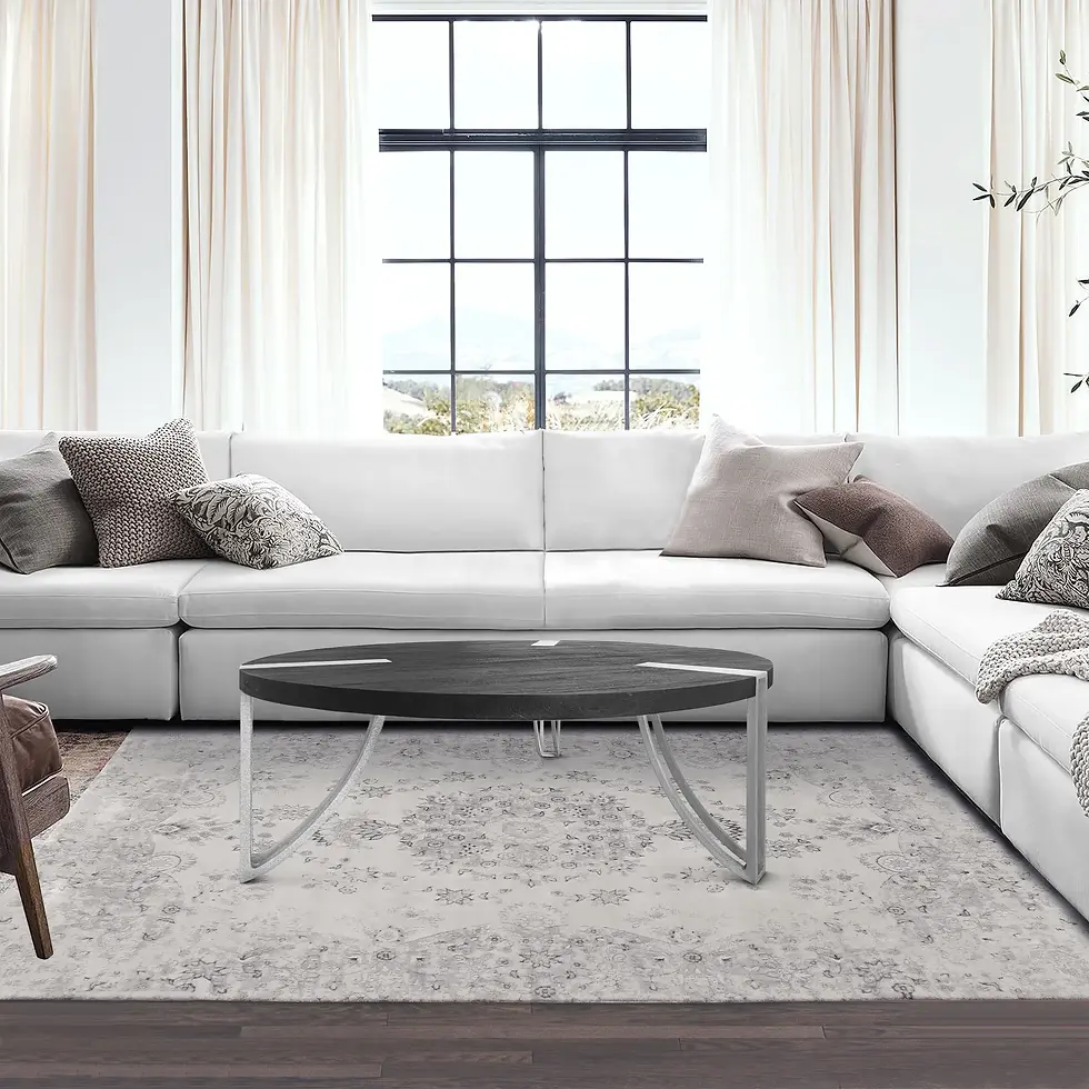 Thumbnail: 35 Inch Round Coffee Table, Sandblasted Matte Black Mango Wood Top