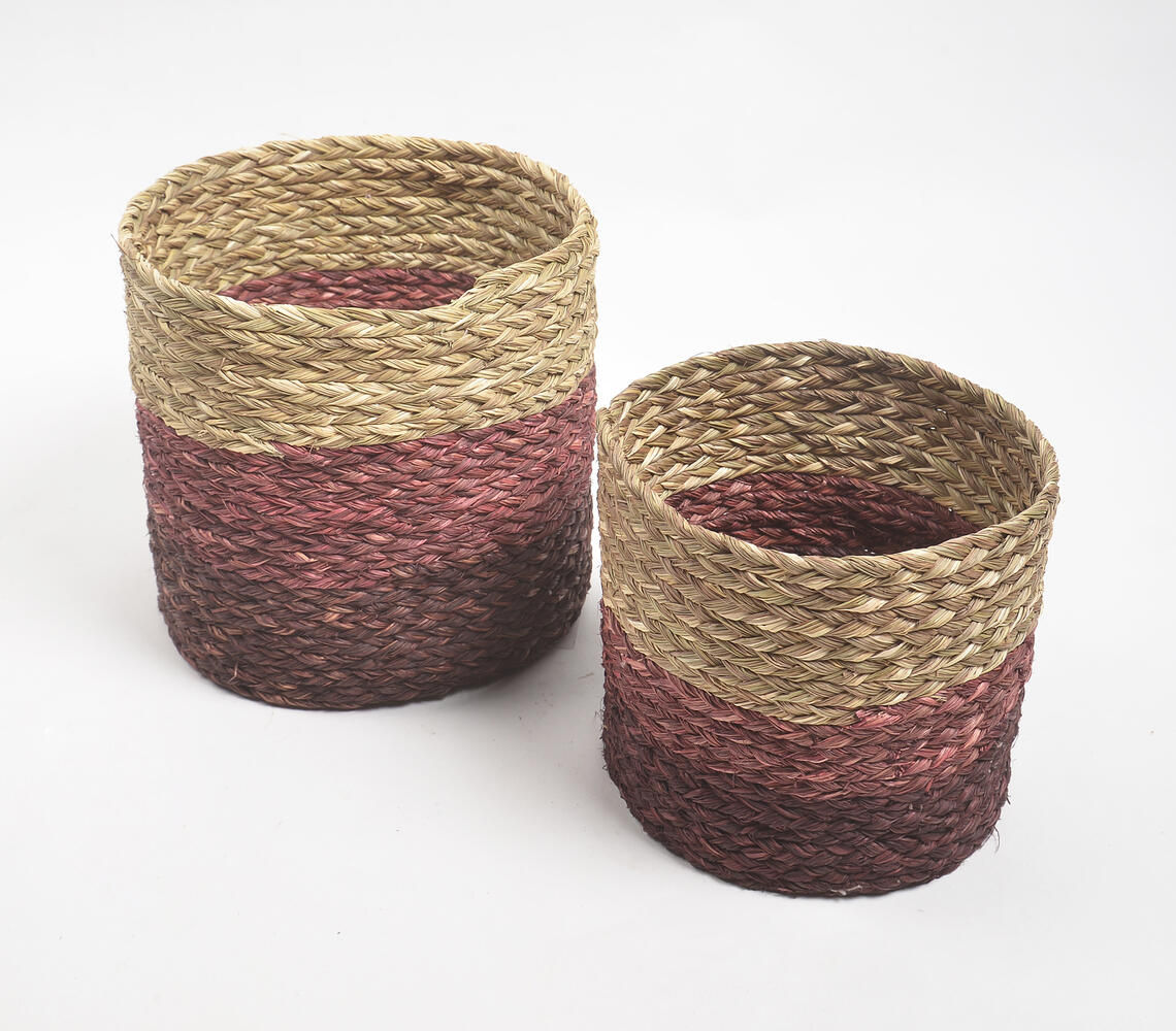 Earthy Sabai Grass Handwoven Planters (Set of 2)