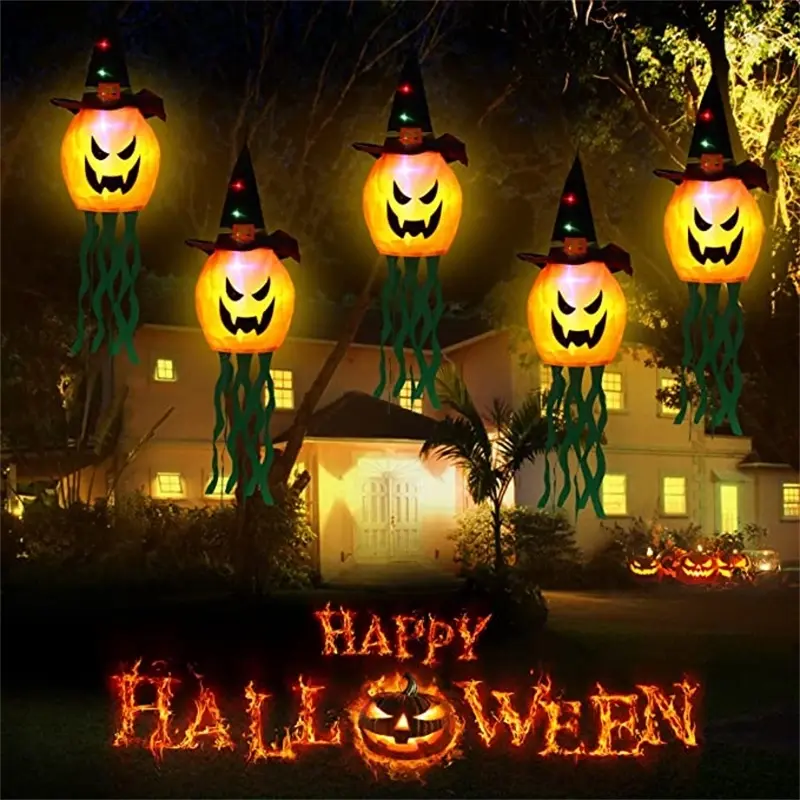Thumbnail: 5 Pcs Halloween Decorations Pumpkin Witch Hats String Lights