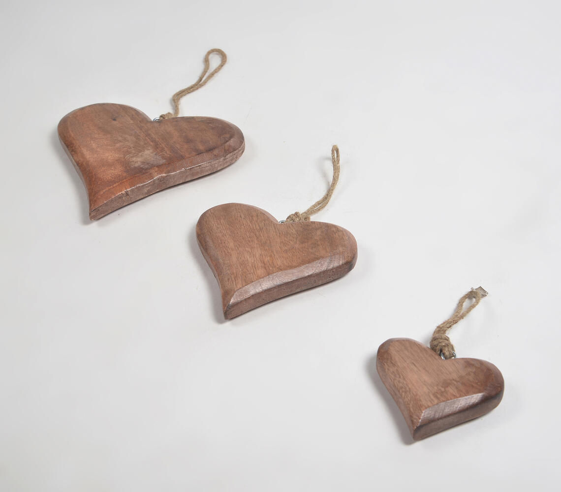 Hanging Hearts Wooden Decoratives (Set of 3)