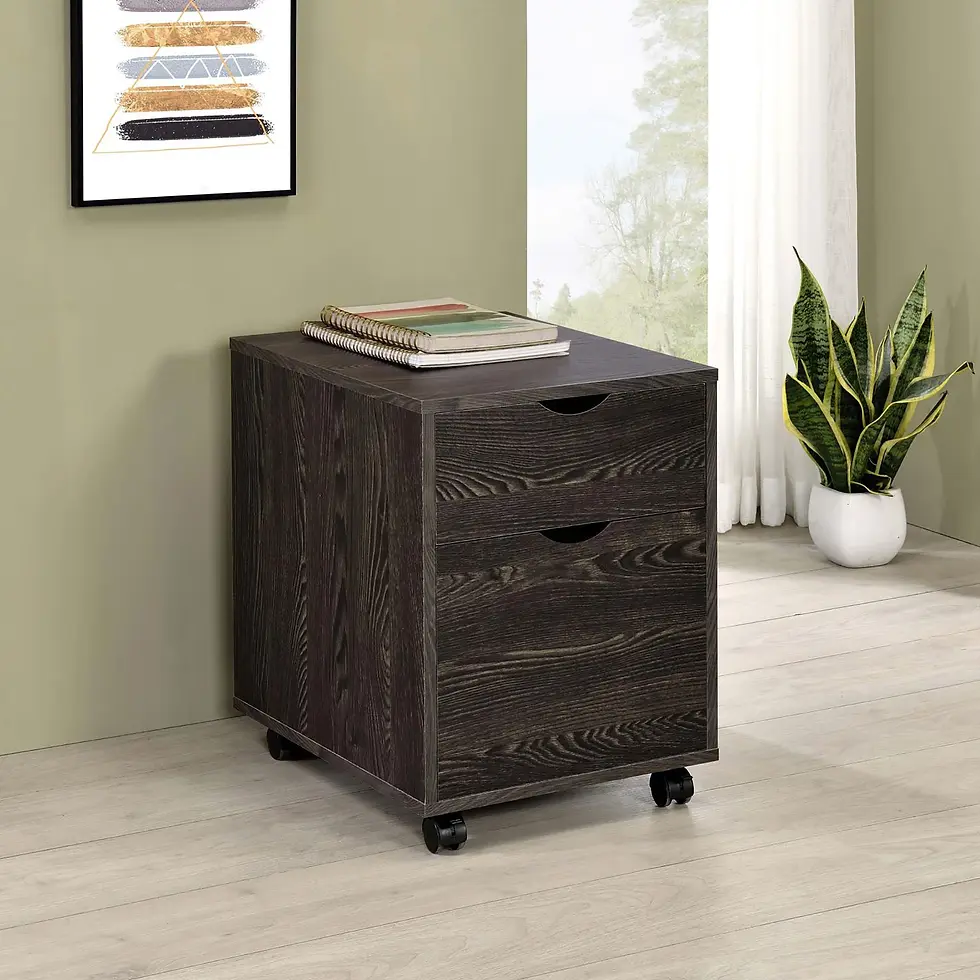 Thumbnail: Dark Oak 2-Drawer File Cabinet with Casters