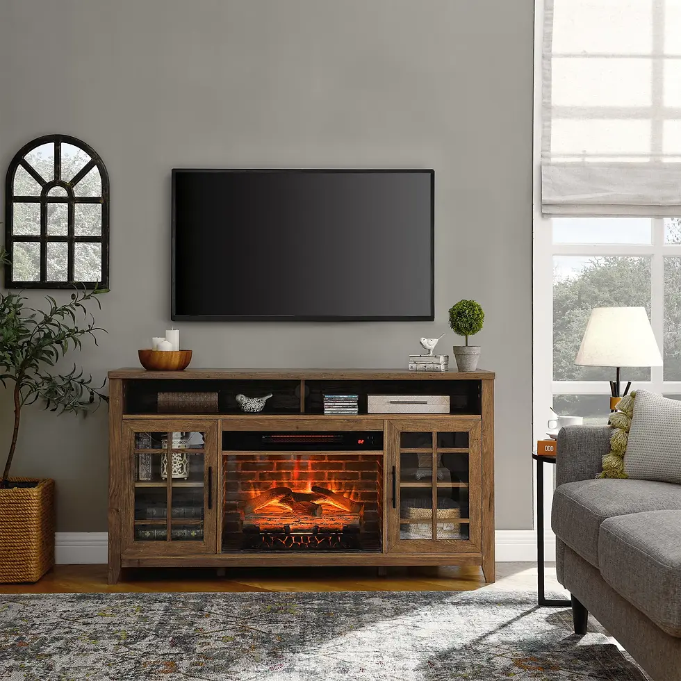 Thumbnail: 55 inch TV Media Stand with Electric Fireplace KD Inserts Heater