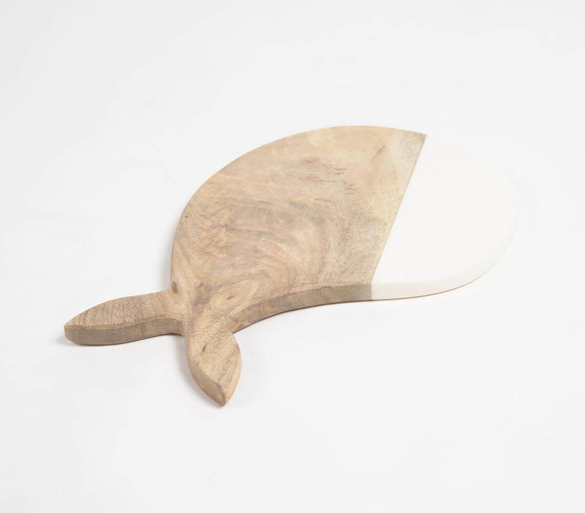 Hand Cut Mango Wood & Resin Whale Chopping Board