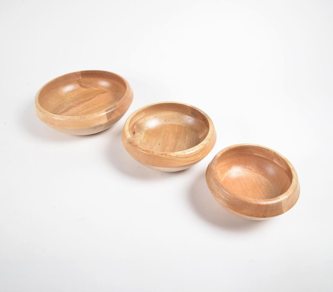Turned Mango Wood Serving Bowls (set of 3)