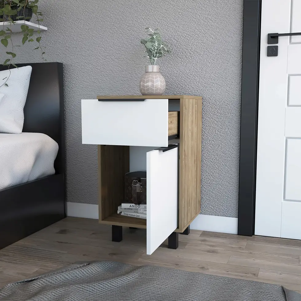 Thumbnail: Osbourne 1-Drawer Nightstand White and Pine