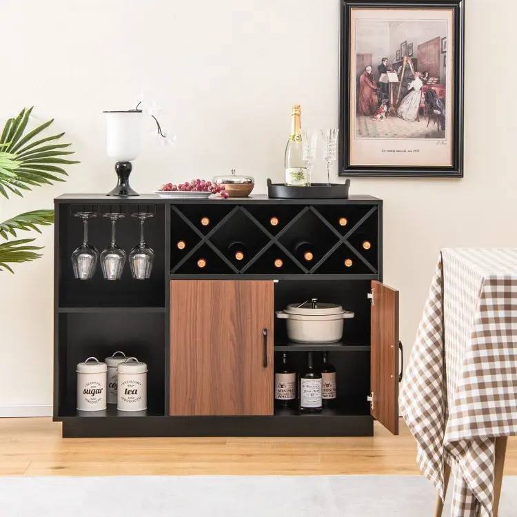 Thumbnail: Industrial Sideboard Cabinet with Removable Wine Rack and Glass Holder