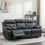 Thumbnail: Genuine Leather Non-Power Reclining Sofa with Drop Down Table, Blue