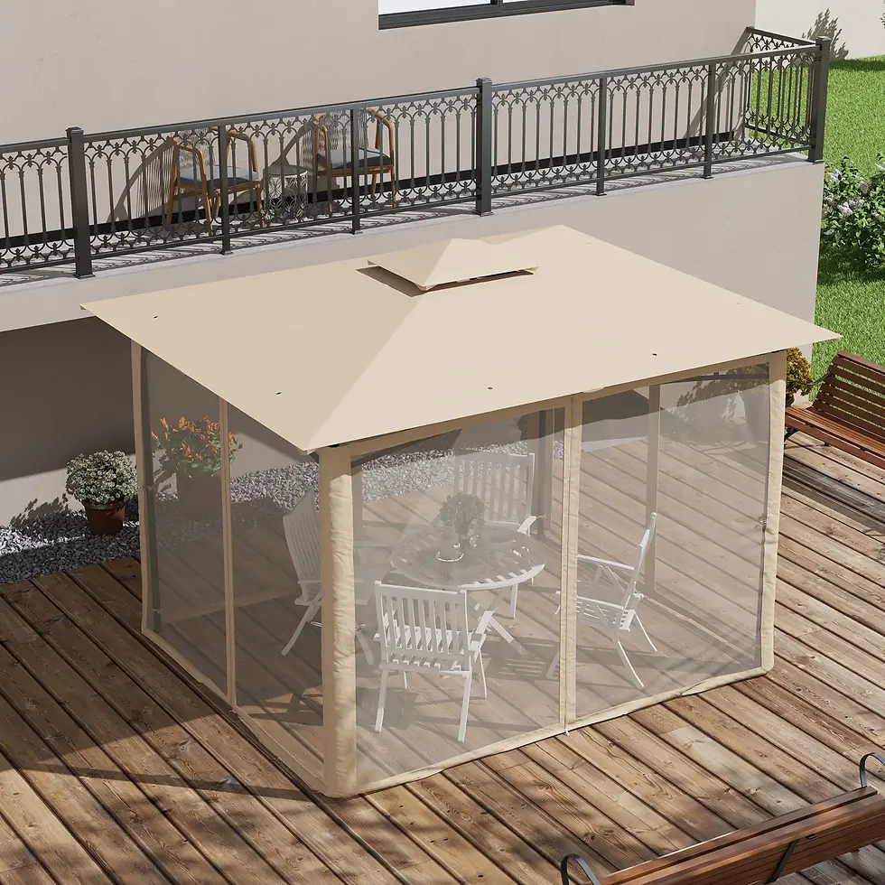 Thumbnail: Outsunny 10' x 12' Patio Gazebo with Netting, Double Roof