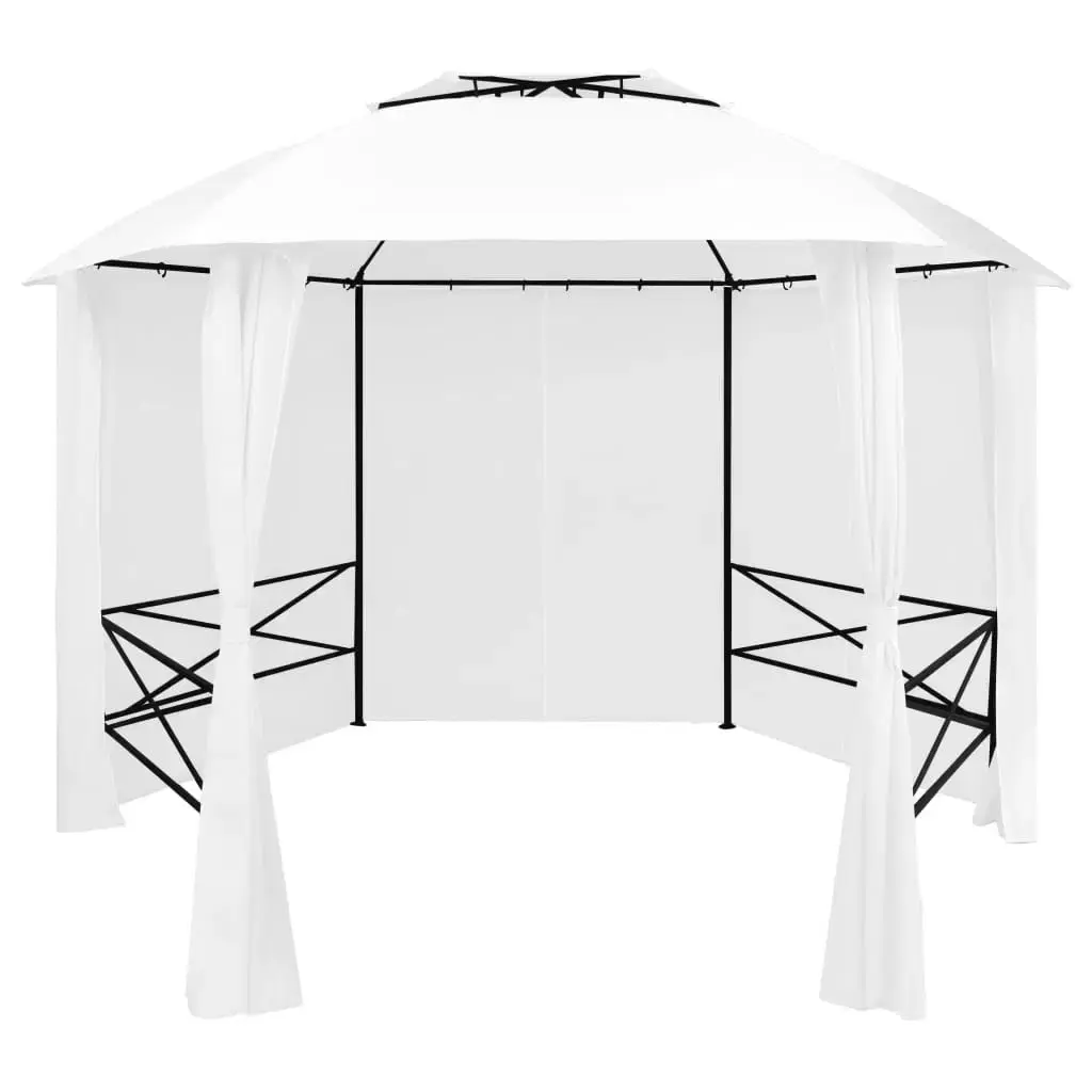 Garden Marquee with Curtains 141.7"x122.8"x104.3" White 0.6 oz/ft²