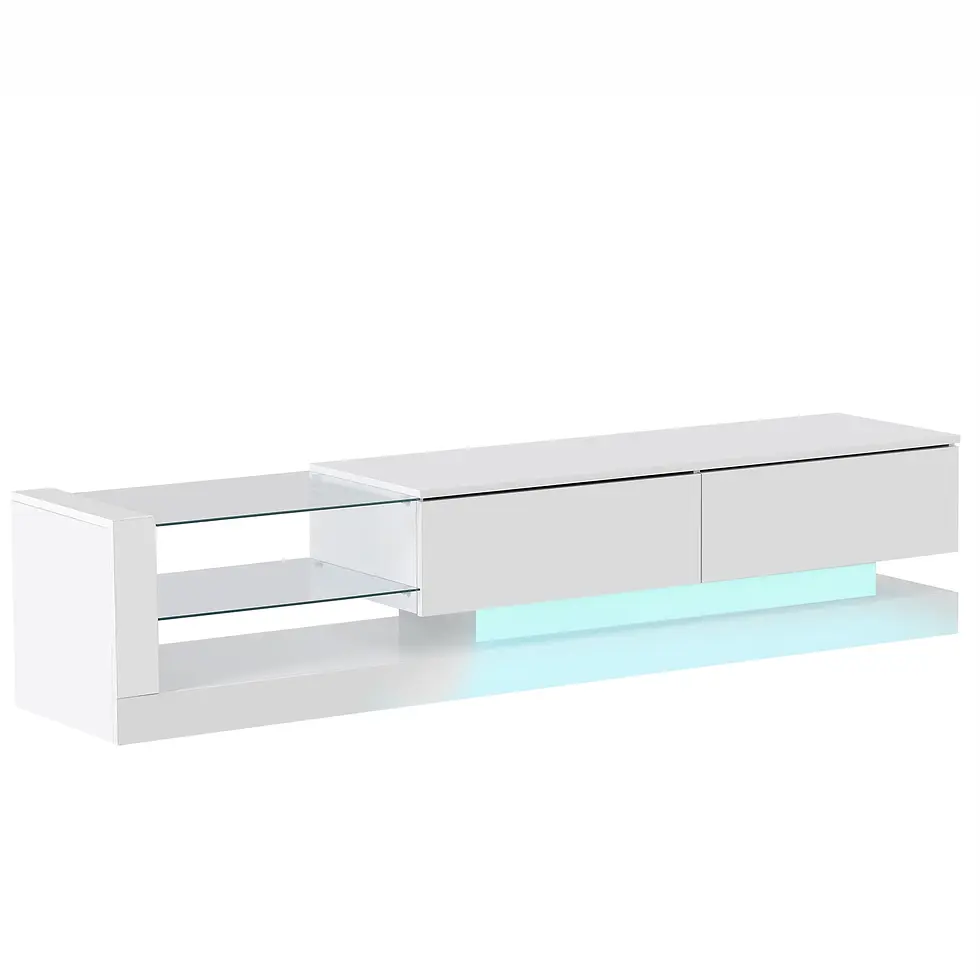 Thumbnail: On-Trend TV Stand with Two Media Storage Cabinets Modern High Gloss, White
