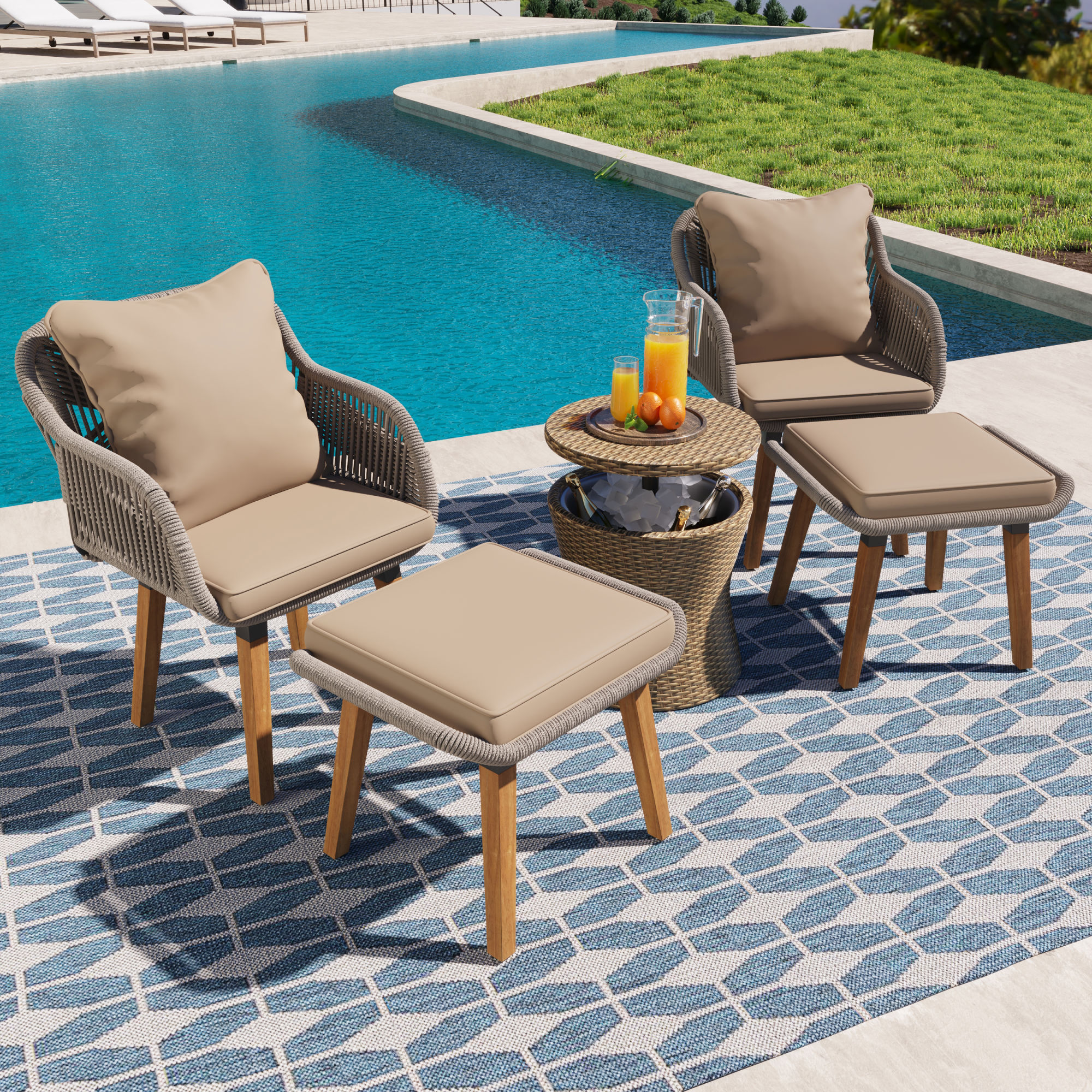K&K 5 Pieces Patio Furniture Chair Sets, Patio Conversation Set
