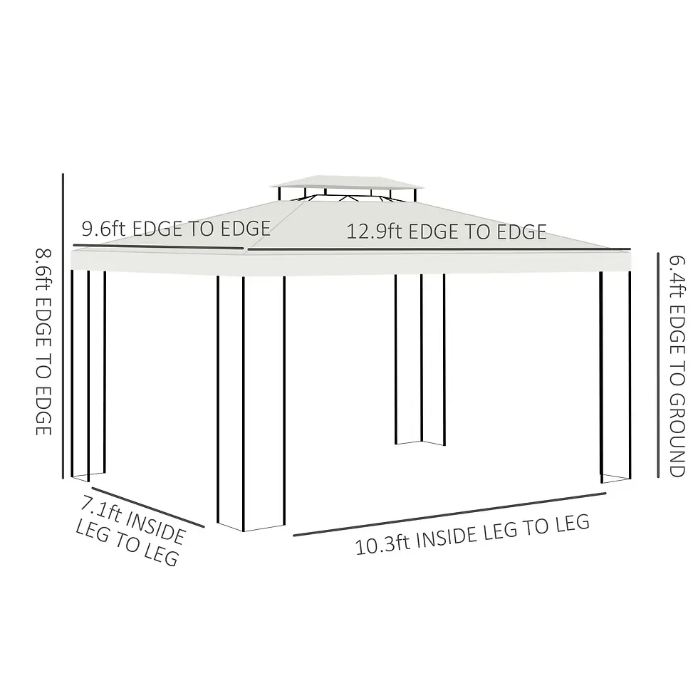 Thumbnail: Outsunny 10' x 13' Patio Gazebo, Double Roof Outdoor Gazebo Canopy Shelter