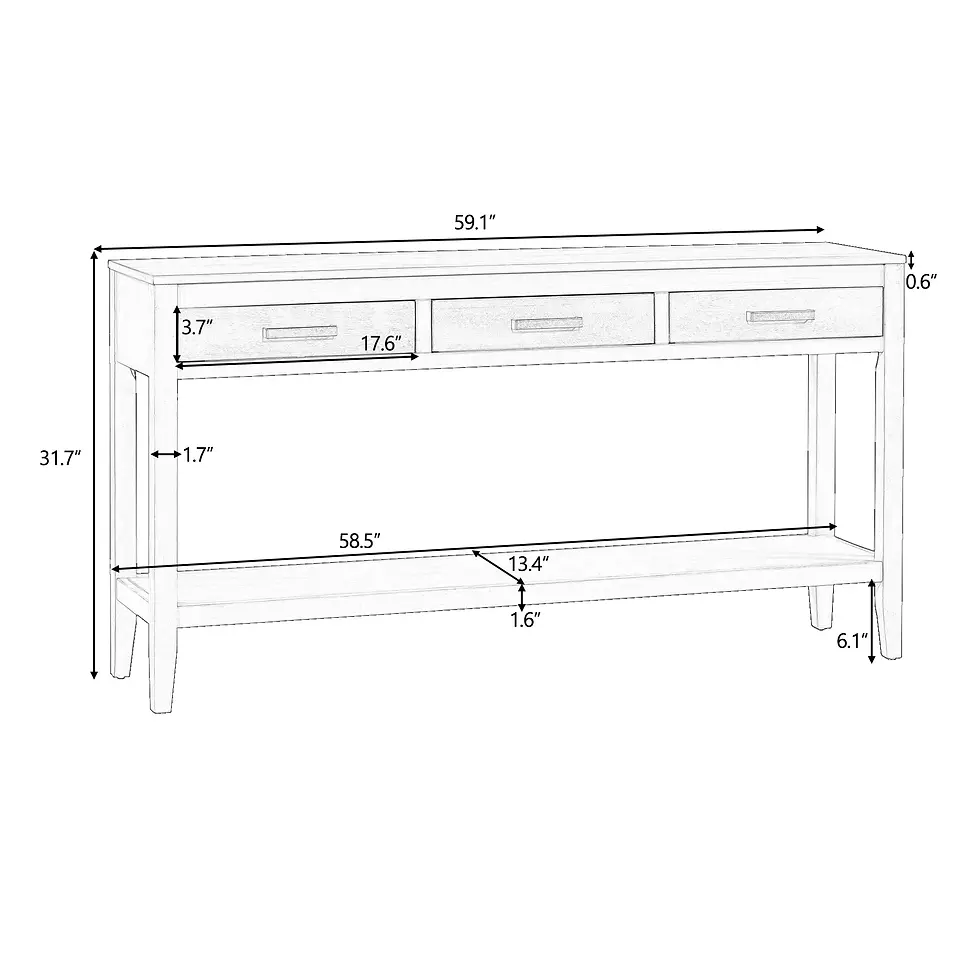 Thumbnail: U_STYLE Contemporary 3-Drawer Console Table with 1 Shelf