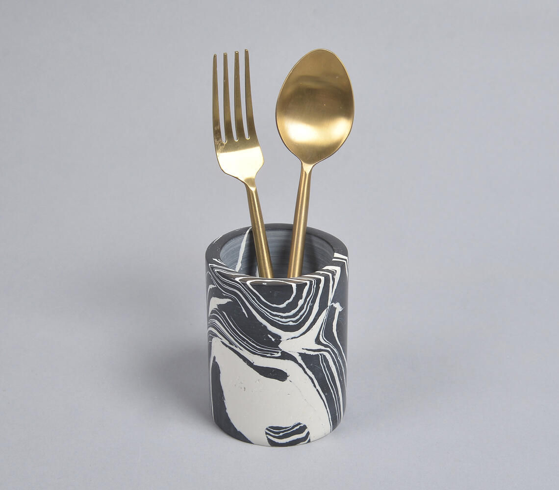 Stone Turned Marbled Cutlery Holder