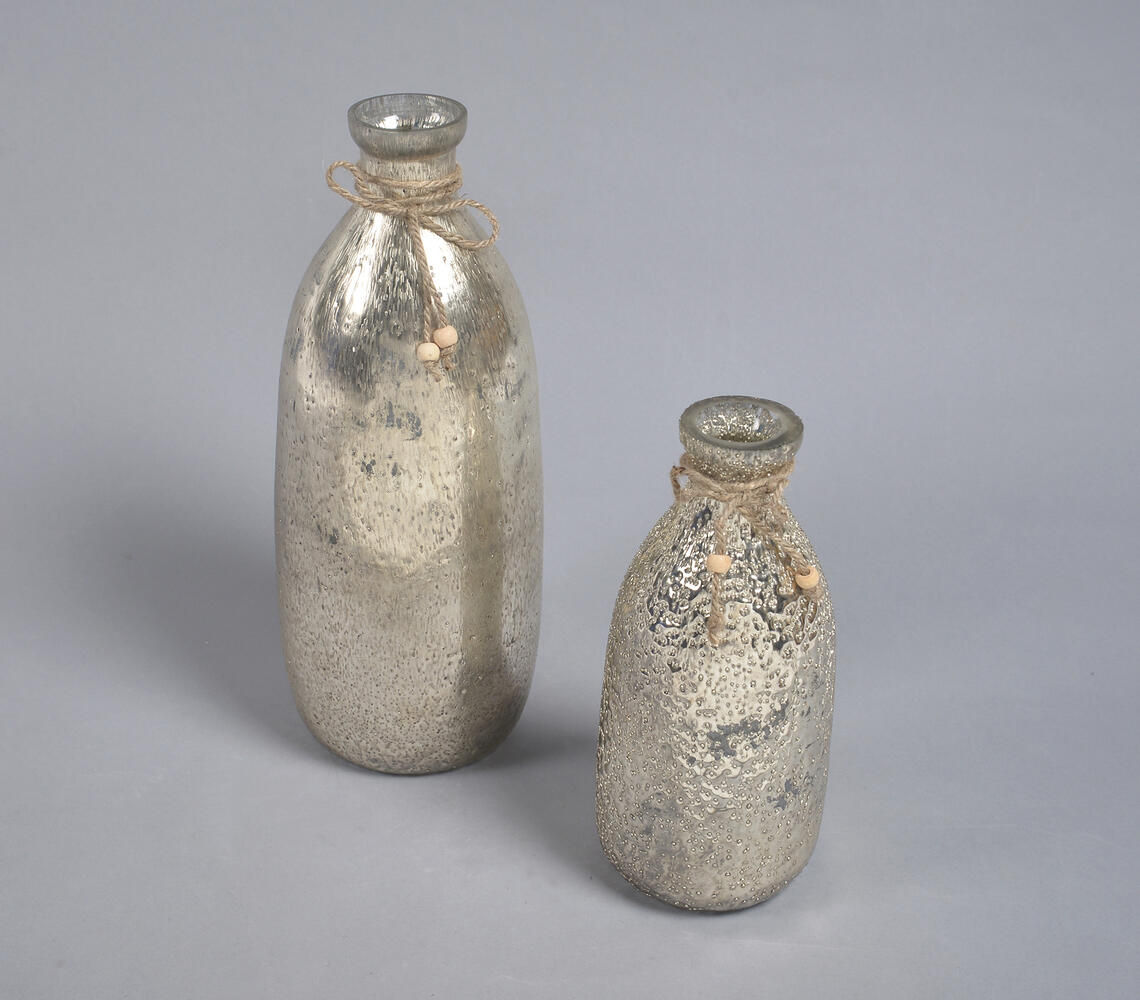 Textured Mercury Glass Flower Vases (Set of 2)