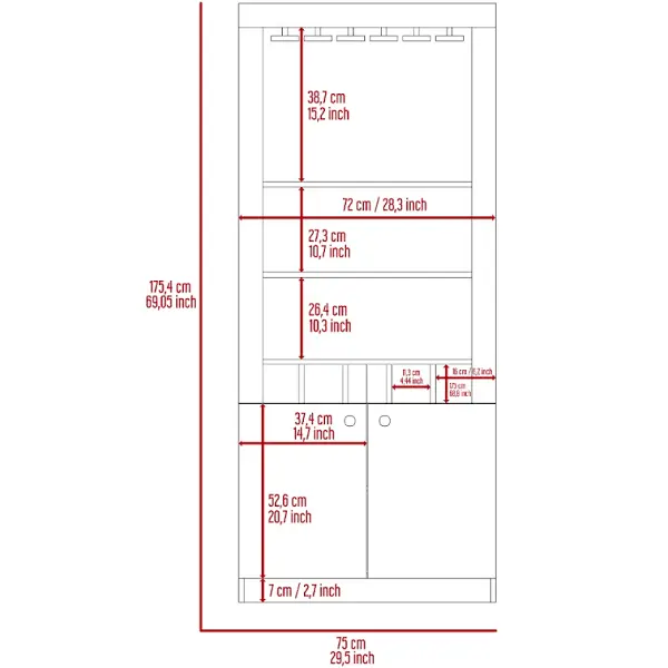 Thumbnail: Bar Cabinet Margarita, Five Wine Cubbies, Carbon Espresso Finish