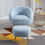 Thumbnail: Teddy Short Plush Particle Velvet Armchair with Ottoman