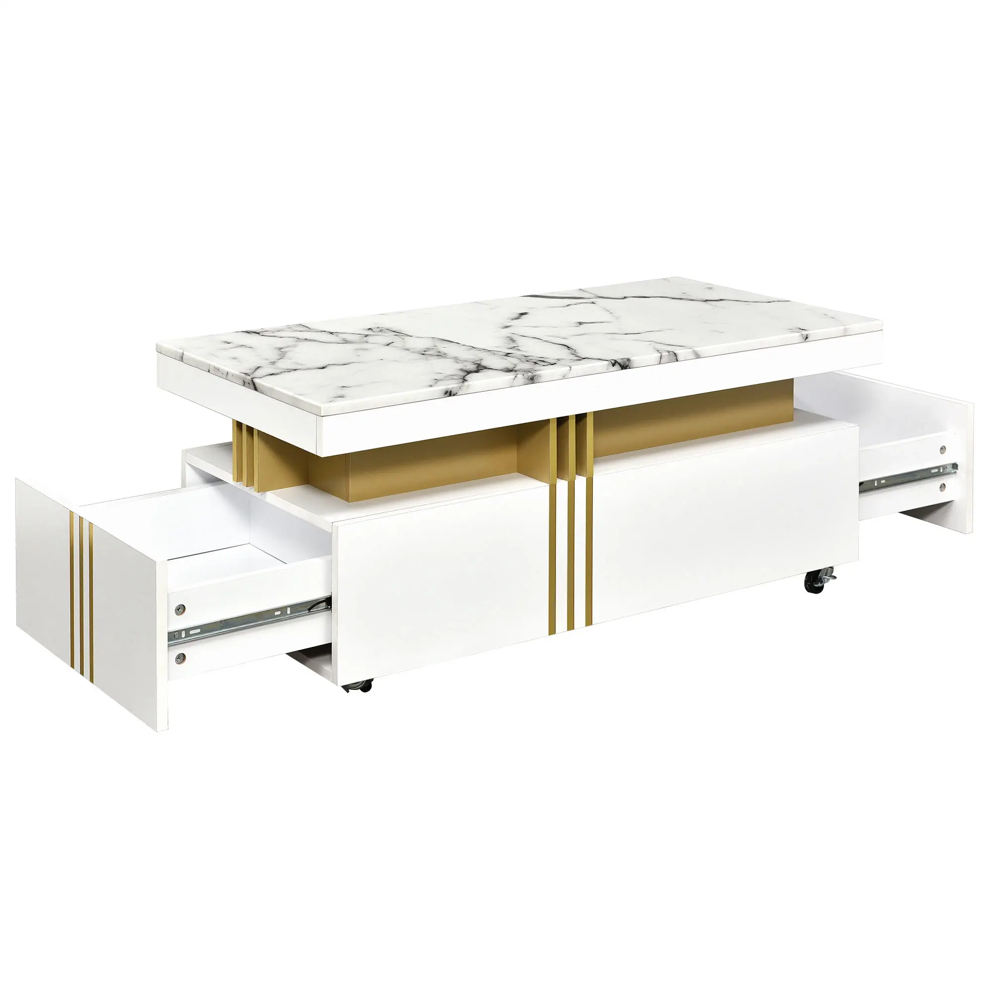 ON-TREND Contemporary Coffee Table with Faux Marble Top