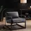 Thumbnail: ACME Locnos Accent Chair in Gray Top Grain Leather & Black Finish
