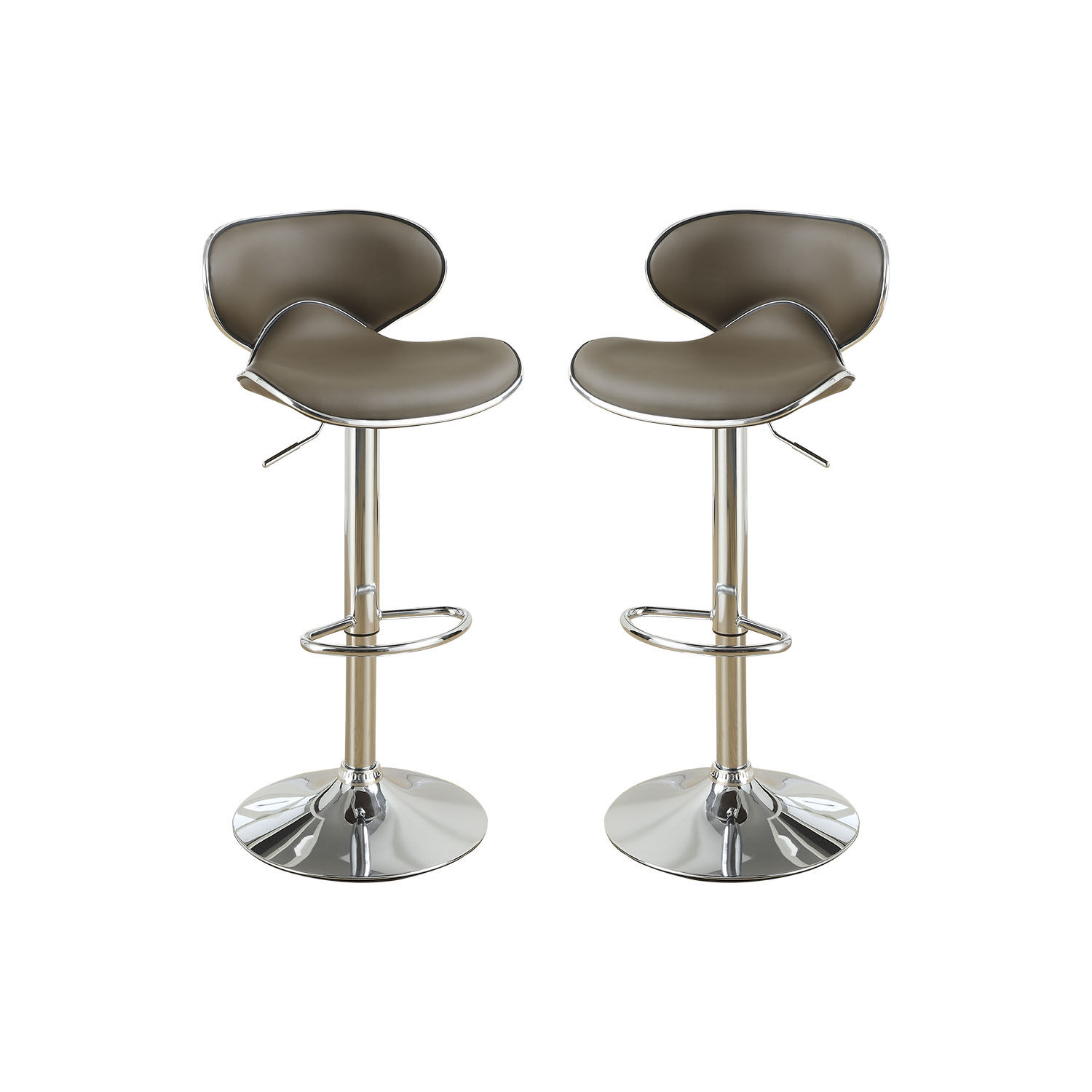 Adjustable Espresso Faux Leather Bar Stools, Set of 2