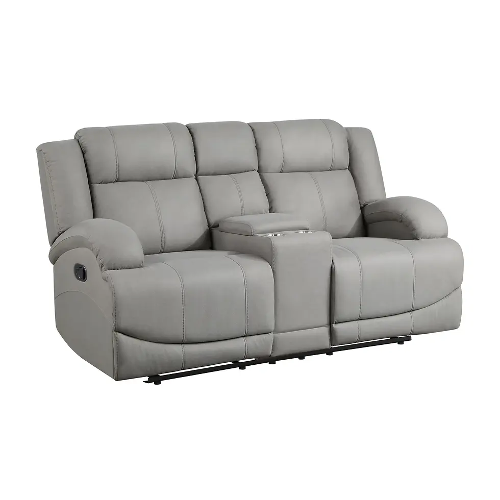 Thumbnail: Attractive Gray Color Microfiber Upholstered 1pc Double Reclining Loveseat
