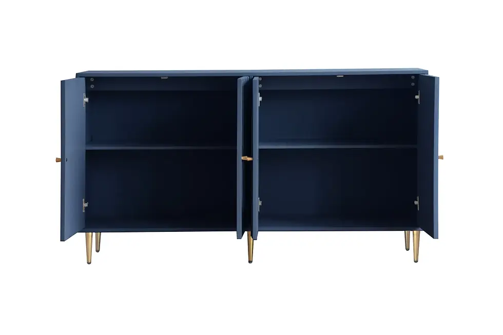 Thumbnail: Modern Blue Lacquered 4 Door Wooden Cabinet Sideboard